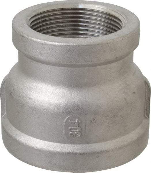 Merit Brass - 2 x 1-1/2" Grade 304 Stainless Steel Pipe Reducer Coupling - FNPT x FNPT End Connections, 150 psi - Benchmark Tooling