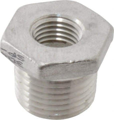 Value Collection - 1/2 x 1/4" Grade 304 Stainless Steel Pipe Hex Bushing - MNPT x FNPT End Connections, 150 psi - Benchmark Tooling