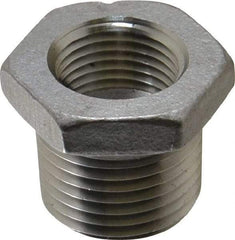 Value Collection - 1/2 x 3/8" Grade 304 Stainless Steel Pipe Hex Bushing - MNPT x FNPT End Connections, 150 psi - Benchmark Tooling