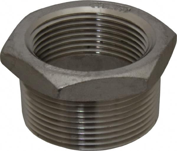 Value Collection - 1-1/2 x 1-1/4" Grade 304 Stainless Steel Pipe Hex Bushing - MNPT x FNPT End Connections, 150 psi - Benchmark Tooling