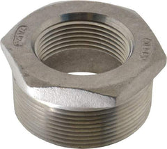 Value Collection - 2 x 1-1/4" Grade 304 Stainless Steel Pipe Hex Bushing - MNPT x FNPT End Connections, 150 psi - Benchmark Tooling