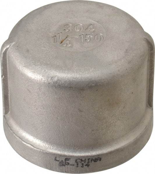 Value Collection - 1-1/4" Grade 304 Stainless Steel Pipe End Cap - FNPT End Connections, 150 psi - Benchmark Tooling