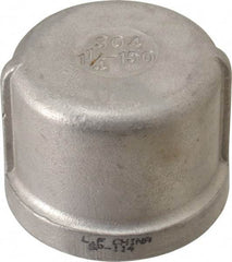 Value Collection - 1-1/4" Grade 304 Stainless Steel Pipe End Cap - FNPT End Connections, 150 psi - Benchmark Tooling