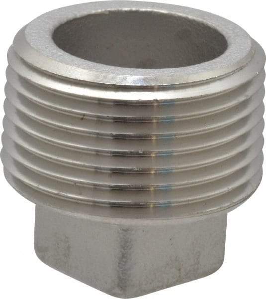 Merit Brass - 1" Grade 304 Stainless Steel Pipe Square Head Plug - MNPT End Connections, 150 psi - Benchmark Tooling