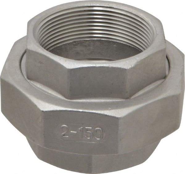 Merit Brass - 2" Grade 304 Stainless Steel Pipe Union - FNPT x FNPT End Connections, 150 psi - Benchmark Tooling