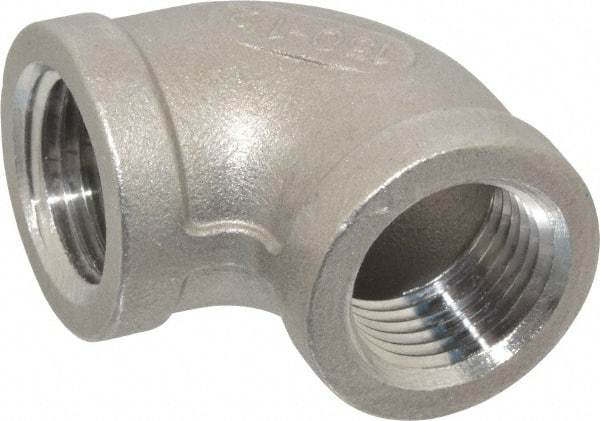 Merit Brass - 1/2" Grade 316 Stainless Steel Pipe 90° Elbow - FNPT x FNPT End Connections, 150 psi - Benchmark Tooling