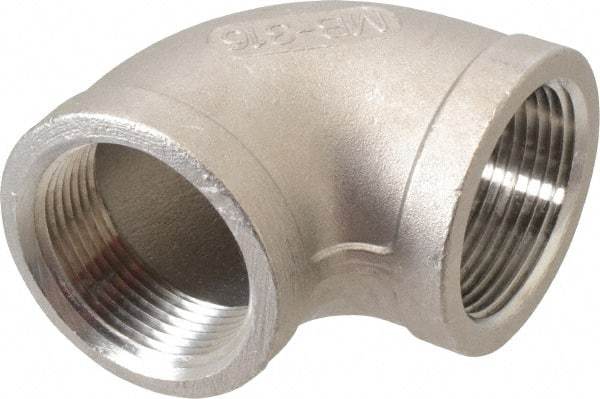 Merit Brass - 1-1/4" Grade 316 Stainless Steel Pipe 90° Elbow - FNPT x FNPT End Connections, 150 psi - Benchmark Tooling