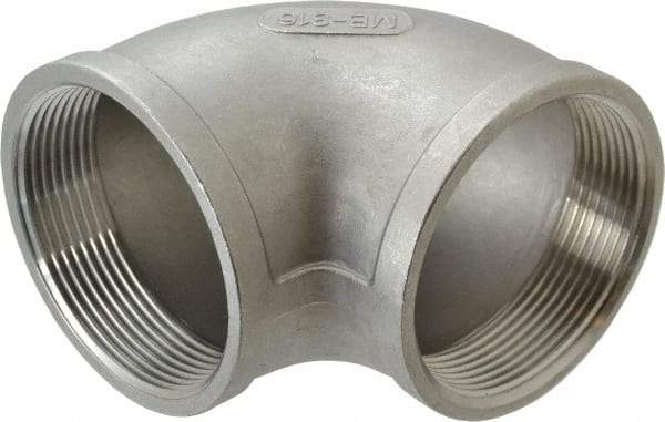 Merit Brass - 3" Grade 316 Stainless Steel Pipe 90° Elbow - FNPT x FNPT End Connections, 150 psi - Benchmark Tooling