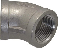 Merit Brass - 1" Grade 316 Stainless Steel Pipe 45° Elbow - FNPT x FNPT End Connections, 150 psi - Benchmark Tooling