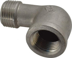 Merit Brass - 1/2" Grade 316 Stainless Steel Pipe 90° Street Elbow - FNPT x MNPT End Connections, 150 psi - Benchmark Tooling