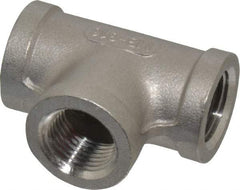 Merit Brass - 1/2" Grade 316 Stainless Steel Pipe Tee - FNPT x FNPT x FNPT End Connections, 150 psi - Benchmark Tooling