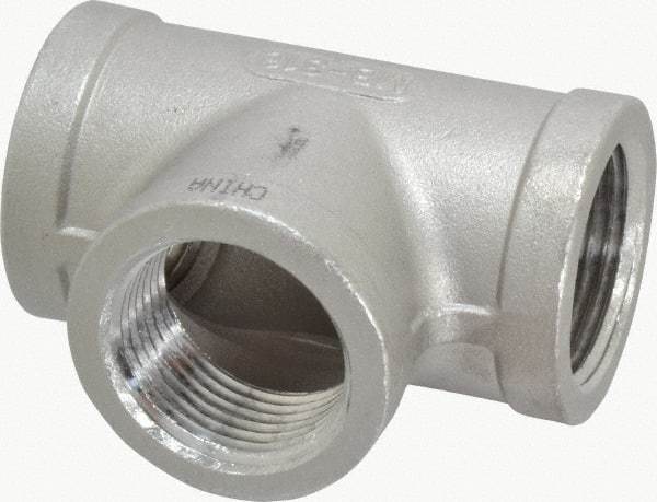 Merit Brass - 1" Grade 316 Stainless Steel Pipe Tee - FNPT x FNPT x FNPT End Connections, 150 psi - Benchmark Tooling