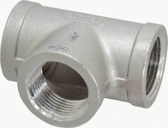 Merit Brass - 1" Grade 316 Stainless Steel Pipe Tee - FNPT x FNPT x FNPT End Connections, 150 psi - Benchmark Tooling