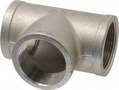 Merit Brass - 1-1/2" Grade 316 Stainless Steel Pipe Tee - FNPT x FNPT x FNPT End Connections, 150 psi - Benchmark Tooling