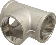 Merit Brass - 3" Grade 316 Stainless Steel Pipe Tee - FNPT x FNPT x FNPT End Connections, 150 psi - Benchmark Tooling