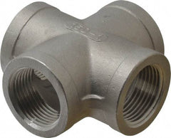 Merit Brass - 1" Grade 316 Stainless Steel Pipe Cross - FNPT End Connections, 150 psi - Benchmark Tooling