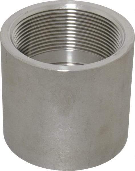 Merit Brass - 2" Grade 316 Stainless Steel Pipe Coupling - FNPT x FNPT End Connections, 150 psi - Benchmark Tooling