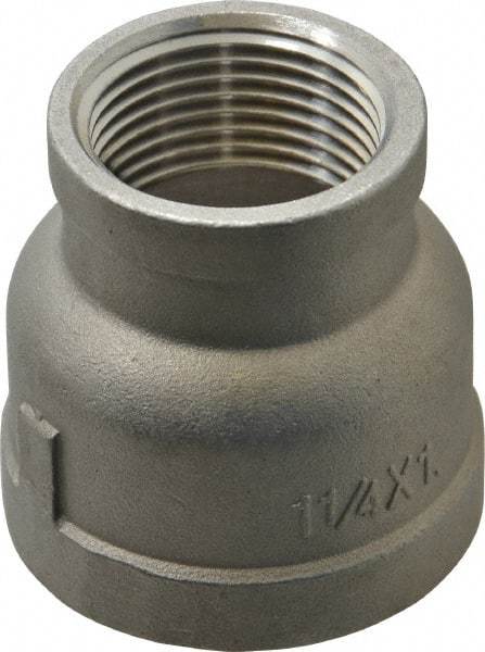 Merit Brass - 1-1/4 x 1" Grade 316 Stainless Steel Pipe Reducer Coupling - FNPT x FNPT End Connections, 150 psi - Benchmark Tooling