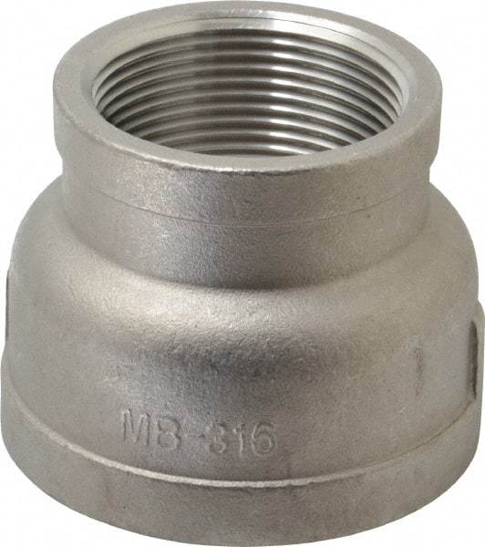 Merit Brass - 2 x 1-1/2" Grade 316 Stainless Steel Pipe Reducer Coupling - FNPT x FNPT End Connections, 150 psi - Benchmark Tooling