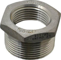 Merit Brass - 1-1/4 x 1" Grade 316 Stainless Steel Pipe Hex Bushing - MNPT x FNPT End Connections, 150 psi - Benchmark Tooling