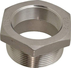 Merit Brass - 2-1/2 x 2" Grade 316 Stainless Steel Pipe Hex Bushing - MNPT x FNPT End Connections, 150 psi - Benchmark Tooling