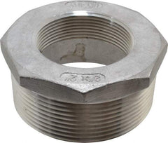 Merit Brass - 3 x 2" Grade 316 Stainless Steel Pipe Hex Bushing - MNPT x FNPT End Connections, 150 psi - Benchmark Tooling
