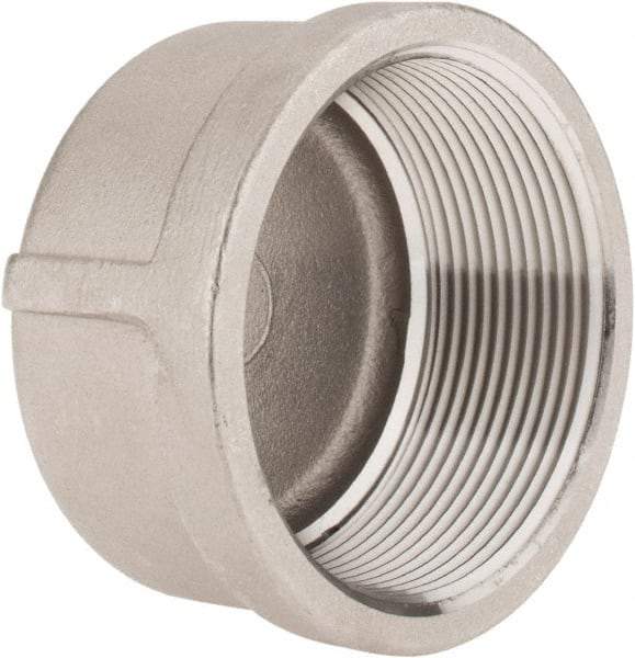 Merit Brass - 2" Grade 316 Stainless Steel Pipe End Cap - FNPT End Connections, 150 psi - Benchmark Tooling