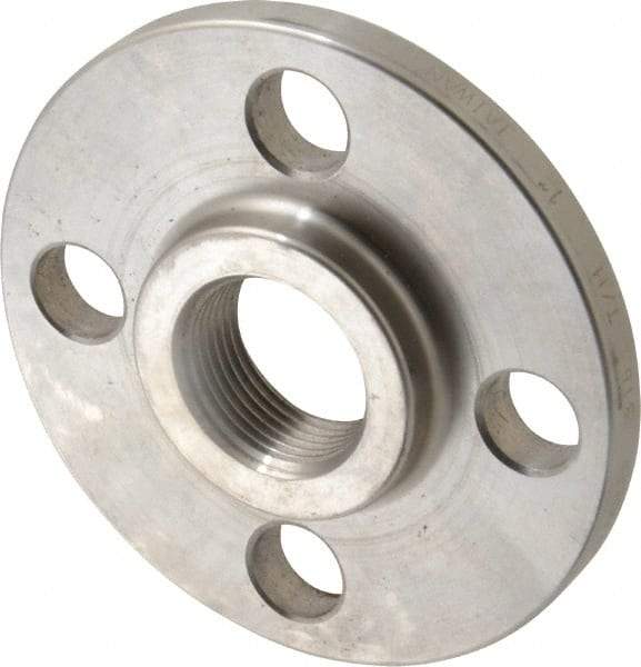 Merit Brass - 1" Pipe, 4-1/4" OD, Stainless Steel, Threaded Pipe Flange - 3-1/8" Across Bolt Hole Centers, 5/8" Bolt Hole, 150 psi, Grade 316 - Benchmark Tooling