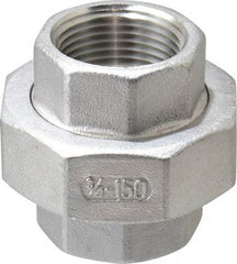 Merit Brass - 3/4" Grade 316 Stainless Steel Pipe Union - FNPT x FNPT End Connections, 150 psi - Benchmark Tooling
