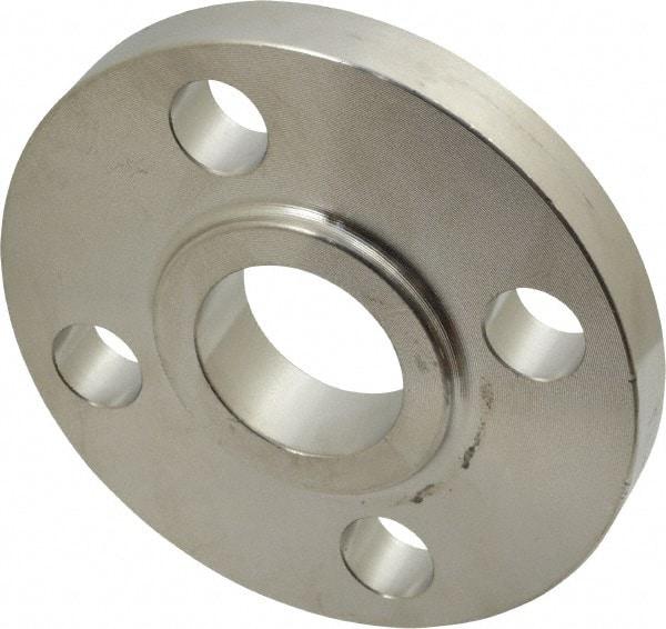Merit Brass - 1" Pipe, 4-1/4" OD, Stainless Steel, Slip On Pipe Flange - 3-1/8" Across Bolt Hole Centers, 5/8" Bolt Hole, 150 psi, Grades 316 & 316L - Benchmark Tooling