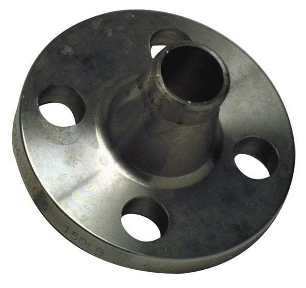 Merit Brass - 8" Pipe, 13-1/2" OD, Stainless Steel, Weld Neck Pipe Flange - 11-1/2" Across Bolt Hole Centers, 7/8" Bolt Hole, 150 psi, Grade 304 - Benchmark Tooling