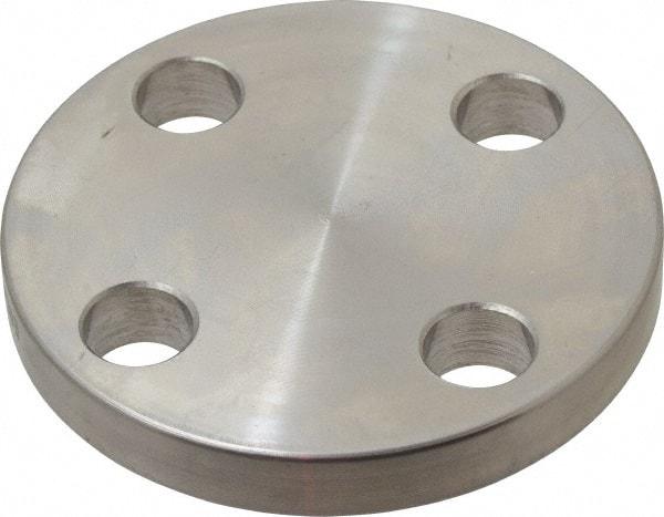 Merit Brass - 3/4" Pipe, 3-7/8" OD, Stainless Steel, Blind Pipe Flange - 2-3/4" Across Bolt Hole Centers, 5/8" Bolt Hole, 150 psi, Grades 316 & 316L - Benchmark Tooling