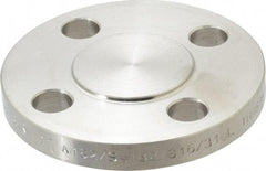 Merit Brass - 1" Pipe, 4-1/4" OD, Stainless Steel, Blind Pipe Flange - 3-1/8" Across Bolt Hole Centers, 5/8" Bolt Hole, 150 psi, Grades 316 & 316L - Benchmark Tooling
