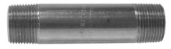 Merit Brass - Schedule 80, 1-1/4" Pipe x 5" Long, Grade 316/316L Stainless Steel Pipe Nipple - Seamless & Threaded - Benchmark Tooling