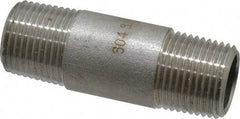 Merit Brass - Schedule 40, 3/8" Pipe x 2" Long, Grade 304/304L Stainless Steel Pipe Nipple - Welded & Threaded - Benchmark Tooling