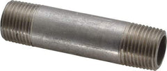 Merit Brass - Schedule 40, 3/8" Pipe x 2-1/2" Long, Grade 304/304L Stainless Steel Pipe Nipple - Welded & Threaded - Benchmark Tooling