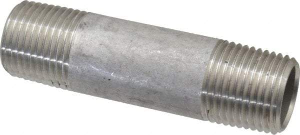 Merit Brass - Schedule 40, 1/2" Pipe x 3" Long, Grade 304/304L Stainless Steel Pipe Nipple - Welded & Threaded - Benchmark Tooling