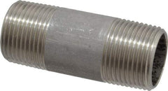 Merit Brass - Schedule 40, 3/4" Pipe x 2-1/2" Long, Grade 304/304L Stainless Steel Pipe Nipple - Welded & Threaded - Benchmark Tooling