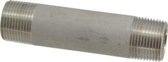 Merit Brass - Schedule 40, 3/4" Pipe x 4" Long, Grade 304/304L Stainless Steel Pipe Nipple - Welded & Threaded - Benchmark Tooling