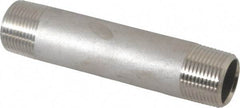 Merit Brass - Schedule 40, 3/4" Pipe x 4-1/2" Long, Grade 304/304L Stainless Steel Pipe Nipple - Welded & Threaded - Benchmark Tooling