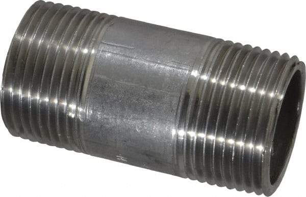 Merit Brass - Schedule 40, 1" Pipe x 2-1/2" Long, Grade 304/304L Stainless Steel Pipe Nipple - Welded & Threaded - Benchmark Tooling