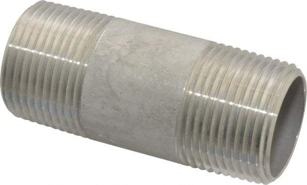 Merit Brass - Schedule 40, 1" Pipe x 3" Long, Grade 304/304L Stainless Steel Pipe Nipple - Welded & Threaded - Benchmark Tooling