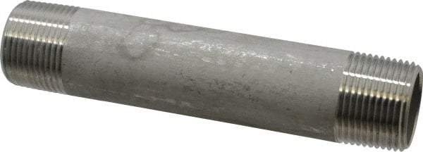 Merit Brass - Schedule 40, 1" Pipe x 6" Long, Grade 304/304L Stainless Steel Pipe Nipple - Welded & Threaded - Benchmark Tooling