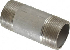 Merit Brass - Schedule 40, 1-1/4" Pipe x 3-1/2" Long, Grade 304/304L Stainless Steel Pipe Nipple - Welded & Threaded - Benchmark Tooling