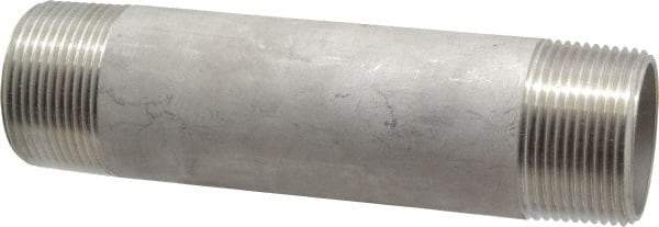 Merit Brass - Schedule 40, 1-1/4" Pipe x 6" Long, Grade 304/304L Stainless Steel Pipe Nipple - Welded & Threaded - Benchmark Tooling