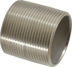 Merit Brass - Schedule 40, 1-1/2" Pipe x 1-3/4" Long, Grade 304/304L Stainless Steel Pipe Nipple - Welded & Threaded - Benchmark Tooling