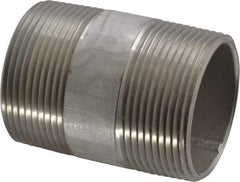 Merit Brass - Schedule 40, 1-1/2" Pipe x 2-1/2" Long, Grade 304/304L Stainless Steel Pipe Nipple - Welded & Threaded - Benchmark Tooling