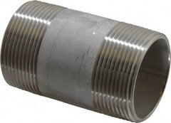 Merit Brass - Schedule 40, 1-1/2" Pipe x 3" Long, Grade 304/304L Stainless Steel Pipe Nipple - Welded & Threaded - Benchmark Tooling