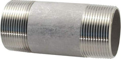 Merit Brass - Schedule 40, 1-1/2" Pipe x 4" Long, Grade 304/304L Stainless Steel Pipe Nipple - Welded & Threaded - Benchmark Tooling