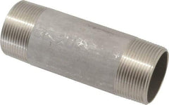 Merit Brass - Schedule 40, 1-1/2" Pipe x 5" Long, Grade 304/304L Stainless Steel Pipe Nipple - Welded & Threaded - Benchmark Tooling